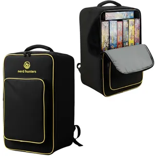 Brettspiel Rucksack – Boardgame Backpack aus 600D Oxford – Große Transporttasche für Brettspiele, Gepolstert & Verstärkt, 32×33×50 cm, Für 7 große oder bis zu 50 kleine Spiele (Schwarz-Gelb)