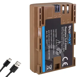 Blumax Akku kompatibel mit Canon LP-E6NH |- 2400mAh -| LP-E6P LP-E6N LP-E6 |- mit USB Typ-C Ladebuchse/NTC-Sensor & V1-Gehäuse -| EOS R5 II R6 II R7