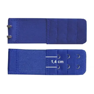 U.W. BH Verlängerung 2 Haken 3 Reihen Verschluss Gummi Erweiterung um 6-13 cm (Blau) - 3,2 cm breit, 9,5 cm lang