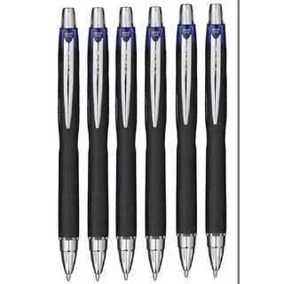 Uni Ball Blue Jetstream, einziehbarer breiter Tintenroller, 1 mm Spitze und 0,45 mm Strichbreite, wasserfest, lichtbeständig, schnell trocknende Pigmenttinte für schnelles Schreiben, SXN-210, 6er-Pac