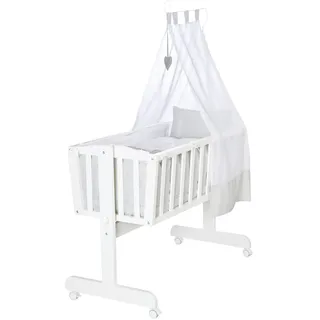 Komplettwiegenset 'Heartbreaker', 40 x 90 cm, weiß, Stubenwagen mit Feststellfunktion, inkl. Ausstattung