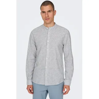 Only & Sons ONSCAIDEN LS MAO STRIPE LINEN SHIRT NOOS (22026602-4254247) dark Navy Scuro, S Uomo - S