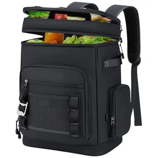 Refttenw Thermobehälter 30L Kühltasche,Picknicktasche,Kühlrucksack,wasserdicht Picknickkorb schwarz