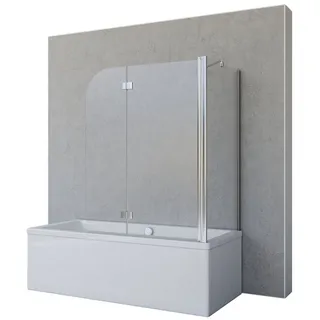 Schulte Duschabtrennung Angle, 2-teilig mit Seitenwand, Profilfarbe Chromoptik, 5 mm Sicherheitglas Klar hell, Faltwand: 112 x 142 cm Glas: Festelement silberfarben