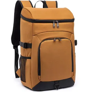 Laripwit Kühlrucksack 32L Groß Kühltasche Isolierter Picknickrucksack Leichter Thermo Rucksack mit Kühlfach für Reisen Camping Mittagessen Strand, Braun
