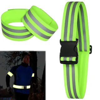 Reflektorgürtel Set, Reflektorband Reflexgürtel Reflektorgurt, Reflektor Gürtel, Reflektierende Armbänder, Reflektorband Reflexgürtel Reflektorgurt für Outdoor Joggen Laufen Radfahren Joggen Wandern