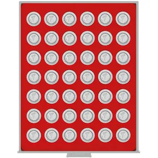 LINDNER Das Original Münzbox Standard mit 42 runden Vertiefungen für Münzen mit Ø29,5 mm, z.B. für deutsche 10EUR-Sammlermünzen mit Polymerring