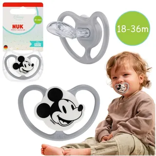 NUK Schnuller NUK Mickey Mouse Schnuller Silikon 18–36 Monate mit Etui grau