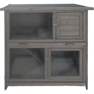 Hti-Living Kleintierstall aus Holz in Grau, ideal für Kaninchen Gehege