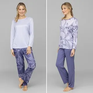 LITTLE ROSE 2 Pyjamas, 1/1-Länge Mikrofaser floraler Druck Flockdruck