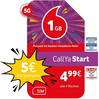 Vodafone Vodafone Prepaid CallYa Start, 2 GB, 5 EUR Start Prepaidkarte rot