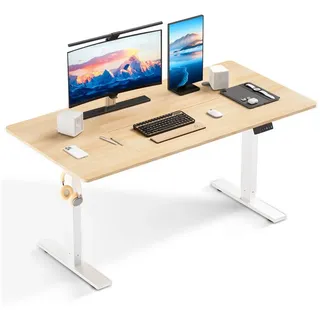 HOMAVO Schreibtisch Elektrisch höhenverstellbar mit Memory- und Sitz-/Steh-Erinnerung (2-stufiges Hubsystem, Einfache & Schnelle Montage, Intelligenter Kollisionsschutz, Großzügige Arbeitsfläche: 110/140 x 60 cm oder 160 x 80 cm) 80 cm x 160 cm