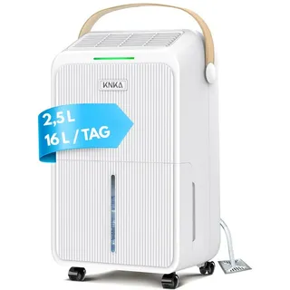 KNKA PRO Luftentfeuchter leise & energiesparend Luftentfeuchter mit Hygrostat, für 232 m3 Räume, Entfeuchtung 16 l/Tag, Tank 2,5 l, leise,4 Modi,Schlauch & Wassertank, ideal für Keller & große Räume weiß