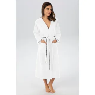 bruno banani Damenbademantel BRUNO BANANI "Danny, ideal für Sauna & Spa, Hotelbademantel, Morgenmantel" Gr. S, weiß, L:120cm in Gr. S, Microfaser, Hausmäntel, mit Logostreifen, aus 100% Baumwolle, XS-3XL