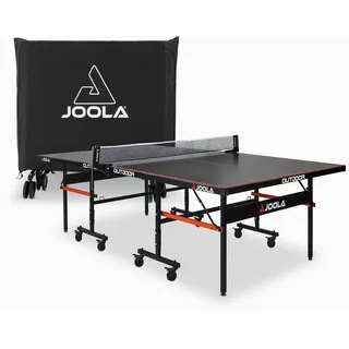 JOOLA Outdoor Tischtennisplatte K200A inkl. Abdeckhülle - Profi Tischtennistisch 6 MM Aluminium-Verbundoberfläche Wetterfest - Klappbares Unterge... - Rot/Schwarz