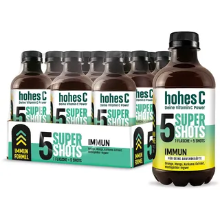 Hohes C Super Shots Immun (12 x 330ml) – Starke Abwehrkräfte mit Orange, Mango, Ingwer, Kurkuma-Extrakt – vegan, ohne Zuckerzusatz & Konservierungsstoffe
