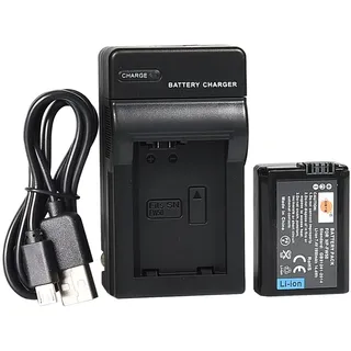 DSTE NP-FW50 Li-Ion-Akku und Micro-USB-Ladegerät, kompatibel mit Sony Alpha 7, a7, Alpha 7R, a7R, Alpha 7R II, Alpha a3000, a6000, NEX-7, SLT-A55V, DSC-RX10 Digitalkamera