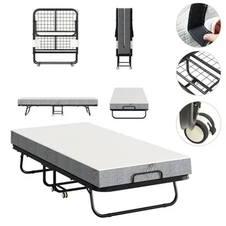 Jopassy 90x200cm Gästebett Klappbett bis 150kg, auf Rädern, mit Matratze und Schutzhülle - Grau