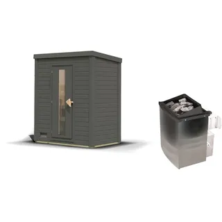 Karibu Gartensauna Saunahaus Hytti 0 terragrau Energiesparende Saunatür 9 kW Ofen integr. Steuerung - 50% Rabatt auf Dacheindeckung