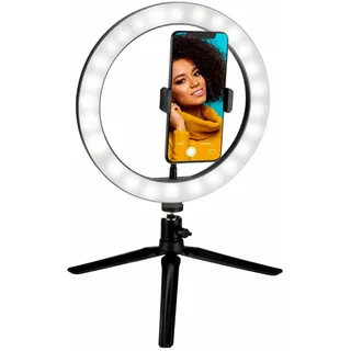 Grundig Ringlampe mit Stativ - Ringlicht 25cm - TikTok Ringleuchte mit 120 LEDs - 3Light Modes - USB-Kabel - mit Handyhalterung