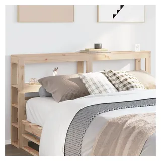 vidaXL Kopfteil mit Ablagen 120 cm Massivholz Kiefer 120 cm beige