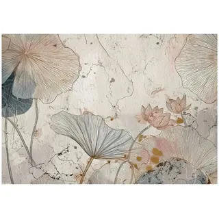 WallArena Fototapete Blumen Beton Beige 350x250 cm