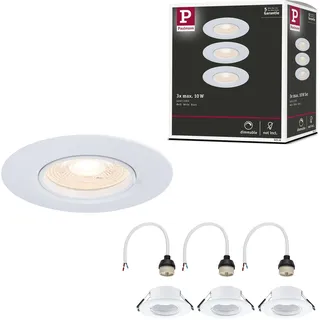Paulmann Einbauleuchte 3er-Pack rund 90mm GU10 max. 3x10W 230V dimmbar Weiß