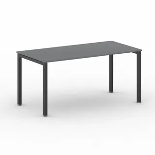 Bürotisch PRIMO SQUARE 160x80 cm, schwarzes Metallgestell, Graphit