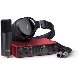 FOCUSRITE Scarlett 2i2 Studio 4. Gen USB-Audio-Interface-Bundle für Songwriter – mit Kondensatormikrofon und Kopfhörer für Aufnahmen, Streaming und Podcasting