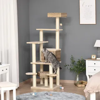 PawHut Kratzbaum Mehrstufiger 55 x 55 x 174 cm beige-braun