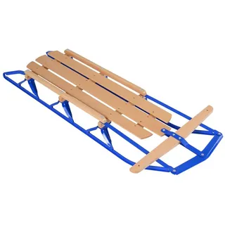 Costway Schlitten, 137 cm Holzschlitten, Kinderschlitten aus Holz, Davoser Schneeschlitten für Kinder & Erwachsene,