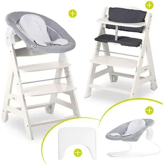 hauck Hauck, Beta Plus White 5-tlg. Newborn Set - Hochstuhl + 2in1 (Treppenhochstuhl)