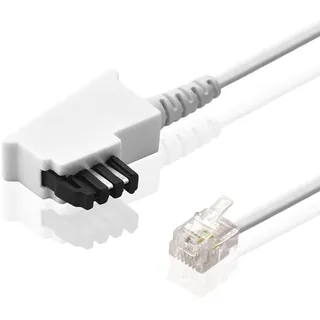 15 Meter Telefon-Kabel, TAE-F Stecker auf RJ11 Stecker, Weiss