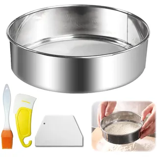 JIUHEEDAMAI 1Pack Mehlsieb Set, Edelstahl Feinmaschiges Sieb 60 Mesh | 14cm Feines Sieb zum Backen, Runde Passiersieb/Pollensieb, Multifunktions Küchensieb für Mehl Puderzucker Gewürze