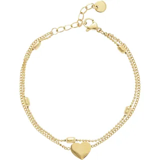 LASCANA Fußkette LASCANA "Mit Herzanhänger", Damen, Gr. Edelstahl, vergoldet, glänzend, Fußketten, NEU Aus vergoldetem Edelstahl