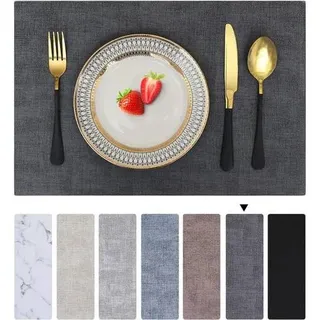 Tischsets abwaschbar wasserdicht Leder rutschfest 4er Set Dunkelgrau