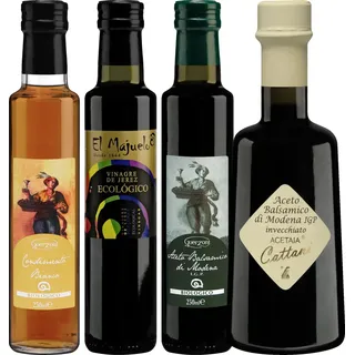 Probierpaket «Feinkost-Essig» 4 x 1 Fl. Essig à 25 cl (= 1 Liter), Bio Probierpakete