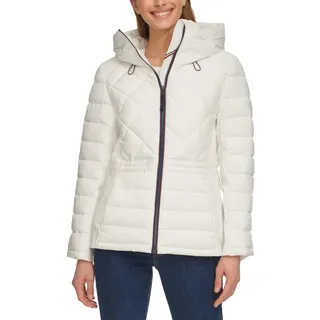 Tommy Hilfiger Damen Kapuzenjacke Stretch Shell Steppjacke Wintermantel für Frauen Outwear mit Taschen, Weiss/opulenter Garten, XX-Large - XXL