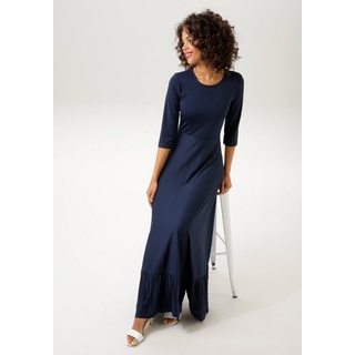 Aniston CASUAL Maxikleid, Rockteil mit Volant aus Plissee, blau