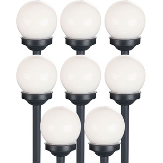 ETC Shop 8er Set LED Solarkugel weiß, Erdspieß, DxH 10x38 cm