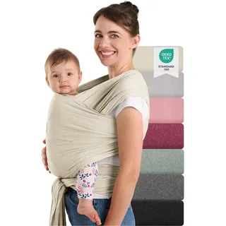 Laleni Tragetuch für Neugeborene bis 15kg - 100% weiche Baumwolle, Babytragetuch aus Baumwolle, OEKO-TEX Zertifiziert, ab Geburt geeignet beige