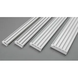 ROLLMAYER glänzend Weiß Gardinenschiene ALU 2, 3, 4, 5-läufig Deckenbefestigung (3-läufig, 140cm - nur Gardinenschiene) Aluminium Vorhangschiene für Schiebevorhang Vorhang, Gardinen