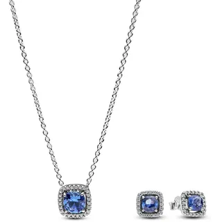 Pandora 68616 Schmuckset für Damen Silber Funkelndes Quadrat Blau