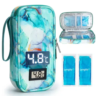 SUNMON Insulin Kühltasche mit Temperaturanzeige (Marmorgrün)