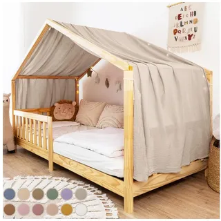 lilimaus Hausbett Himmel [in 12 Farben] Betthimmel Hausbett aus 100% Baumwolle Musselin - Stoffhimmel für Hausbett Deko Mädchen & Jungen - Himmel für Hausbett Kinder - Bett Vorhang Kinderbett