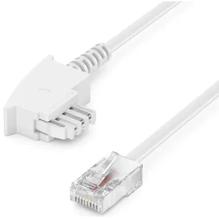 deleyCON 20m Routerkabel TAE-F auf RJ45 (8P2C) Anschlusskabel Kompatibel mit DSL ADSL VDSL Fritzbox Internet Router an Telefondose TAE - Weiß