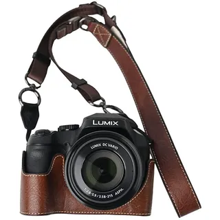 VOVMOEYA Kameratasche für Panasonic Lumix DC-FZ80D (Lumix DC-FZ82D/Lumix DC-FZ85D), FZ80D Kameratasche FZ82D FZ85D Halbtasche mit Verstellbarem Schultergurt PU Case Set, coffee, Modern