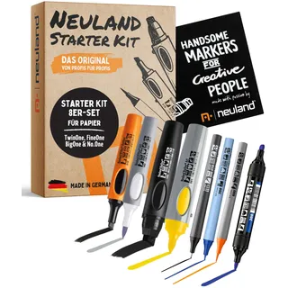 Neuland Marker Starterkit I 8er Mix Set mit verschiedenen Spitzen & Farben I Nachfüllbare & ergonomische Moderationsmarker, Outliner & Fineliner für kreative Visualisierung & Workshops