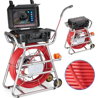 Vevor Kanalkamera, 100 m, selbstnivellierende Rohrinspektionskamera mit 10,1-Zoll-Touchscreen, 512-Hz-Sender und Entfernungszähler, IP67-Rohrkamera mit 12 LEDs und 32-GB-Karte, Endoskop für Kanalrohre