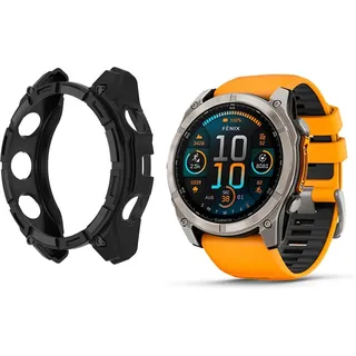 HOMTERN Schutzhülle für Garmin Fenix 8, 51 mm, AMOLED oder Solar-Saphir, flexible Silikon-Schutzhülle, stoßfest, kratzfest, sturzsicher, 51 mm AMOLED